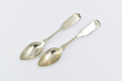 Silver Plated Gold Plated Fiddle Pattern Antique Spoons 2 pcs