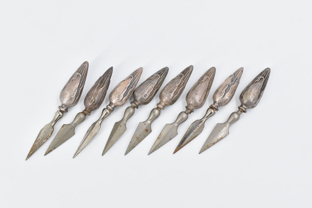 Sterling Silver Webster Corn Cob Holder Set 4 Sets 8 pcs