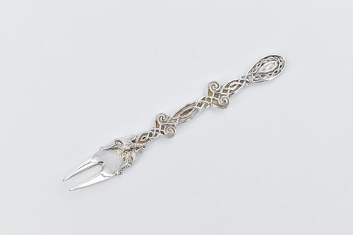 Sterling Silver Royal Irish Silver Co Ornate Pickle Fork Celtic Knot