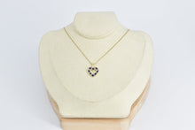 Load image into Gallery viewer, 14K Diamond Sapphire Heart Love Symbol Pendant Yellow Gold