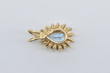 Load image into Gallery viewer, 14K Pear Blue Topaz Diamond Halo Vintage Pendant Yellow Gold