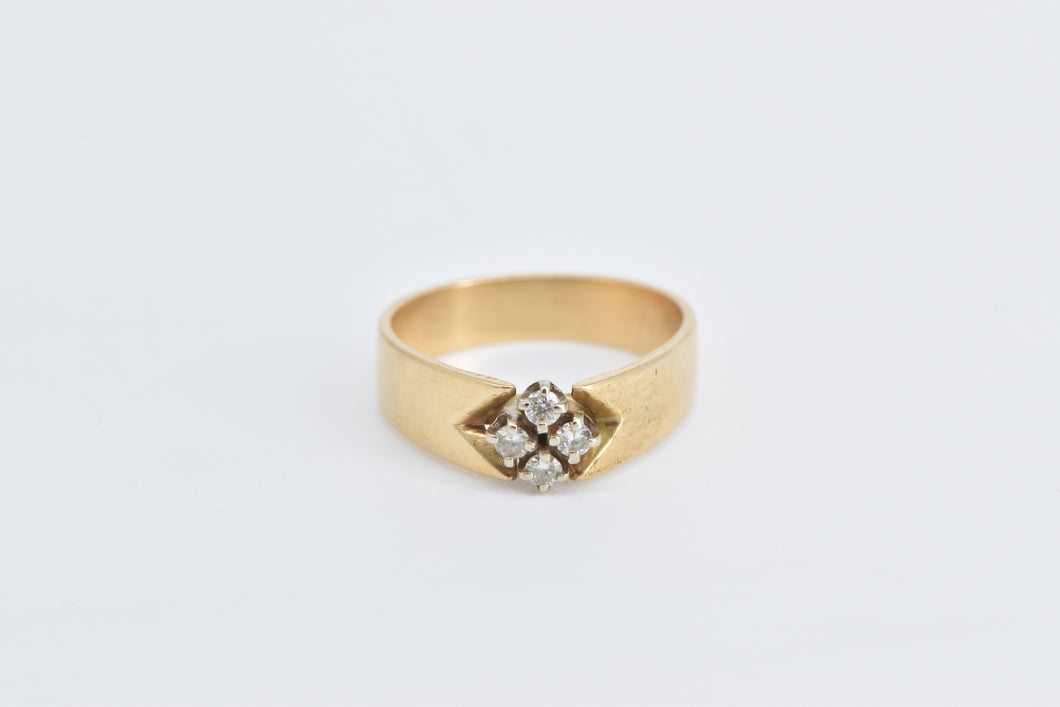 14K Diamond Squared Cluster Vintage Statement Ring Yellow Gold