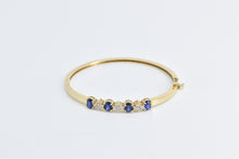 Load image into Gallery viewer, 14K 1.85 Ctw Syn. Sapphire Diamond Oval Bangle Bracelet 6.75&quot; Yellow Gold