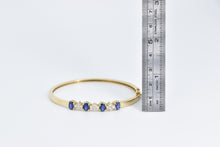 Load image into Gallery viewer, 14K 1.85 Ctw Syn. Sapphire Diamond Oval Bangle Bracelet 6.75&quot; Yellow Gold