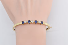 Load image into Gallery viewer, 14K 1.85 Ctw Syn. Sapphire Diamond Oval Bangle Bracelet 6.75&quot; Yellow Gold