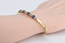 Load image into Gallery viewer, 14K 1.85 Ctw Syn. Sapphire Diamond Oval Bangle Bracelet 6.75&quot; Yellow Gold