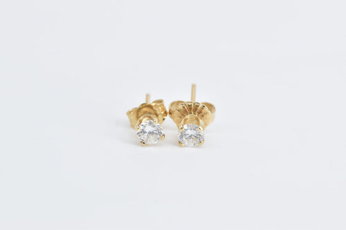 14K 0.40 Ctw Diamond Solitaire Classic Stud Earrings Yellow Gold