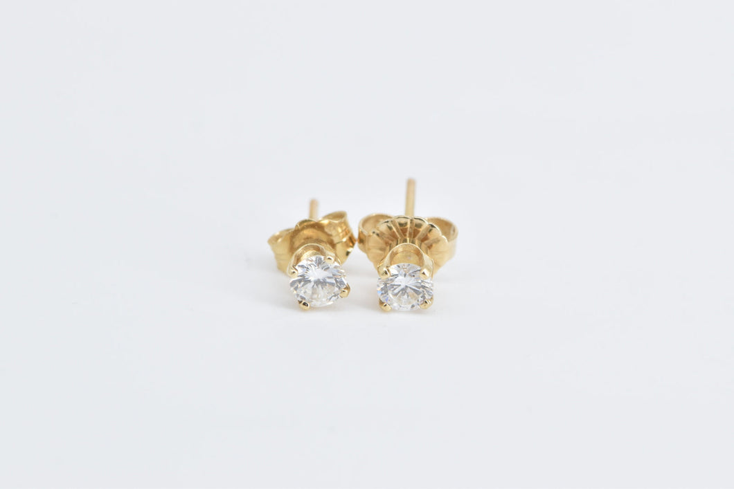 14K 0.40 Ctw Diamond Solitaire Classic Stud Earrings Yellow Gold