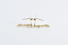 Load image into Gallery viewer, 14K Emerald Clover Diamond Shamrock French Clip Earrings Yellow Gold
