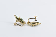 Load image into Gallery viewer, 14K Marquise Nephrite Cultured Pearl Screw Back Earrings Yellow Gold