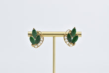 Load image into Gallery viewer, 14K Marquise Nephrite Cultured Pearl Screw Back Earrings Yellow Gold