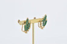 Load image into Gallery viewer, 14K Marquise Nephrite Cultured Pearl Screw Back Earrings Yellow Gold