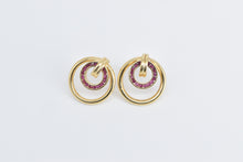 Load image into Gallery viewer, 14K Round Ruby Vintage Layered Circle Statement Earrings Yellow Gold