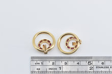 Load image into Gallery viewer, 14K Round Ruby Vintage Layered Circle Statement Earrings Yellow Gold