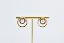 Load image into Gallery viewer, 14K Round Ruby Vintage Layered Circle Statement Earrings Yellow Gold