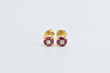 Load image into Gallery viewer, 14K Tourmaline Flower Cluster Blossom Stud Earrings Yellow Gold
