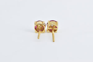14K Tourmaline Flower Cluster Blossom Stud Earrings Yellow Gold
