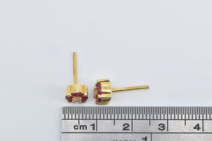 14K Tourmaline Flower Cluster Blossom Stud Earrings Yellow Gold