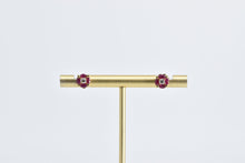 Load image into Gallery viewer, 14K Tourmaline Flower Cluster Blossom Stud Earrings Yellow Gold