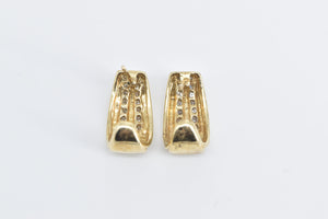10K Diamond Striped Vintage Geometric Stud Earrings Yellow Gold