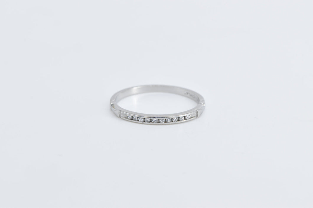 Platinum Art Deco Diamond Classic Wedding Band Ring