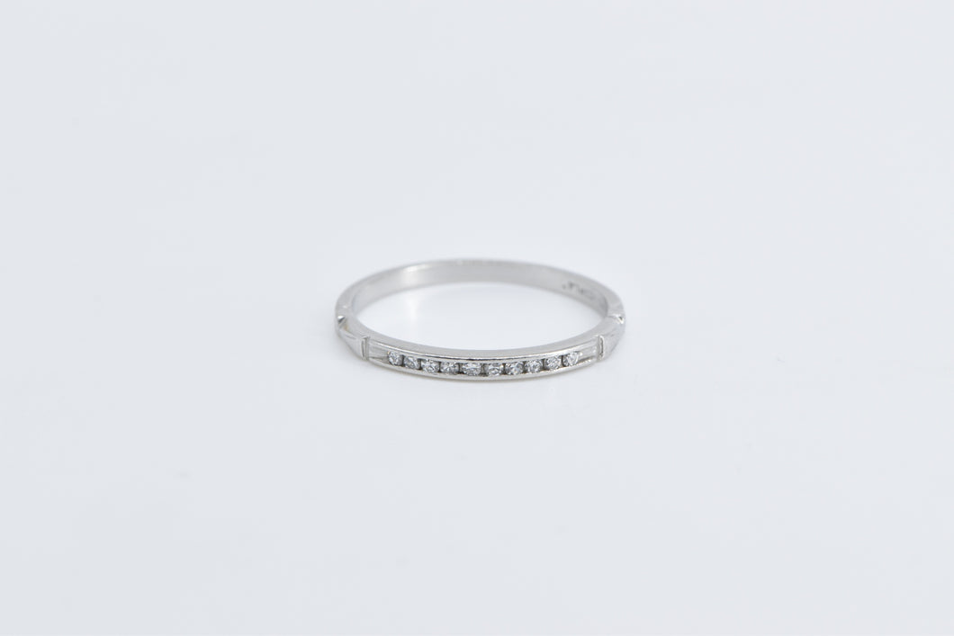 Platinum Art Deco Diamond Classic Wedding Band Ring