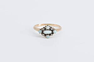 10K Victorian Opal Diamond Ornate Statement Ring Yellow Gold