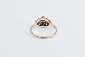 10K Victorian Opal Diamond Ornate Statement Ring Yellow Gold