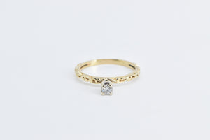 10K 0.16 Ct Diamond Solitaire Promise Engagement Ring Yellow Gold