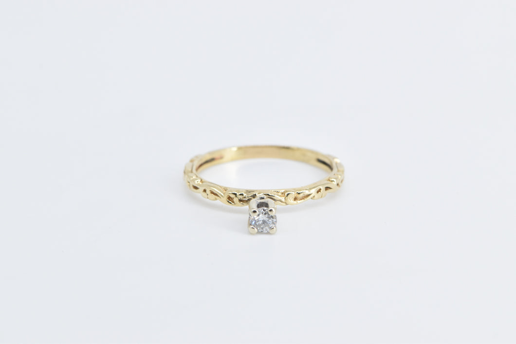 10K 0.16 Ct Diamond Solitaire Promise Engagement Ring Yellow Gold