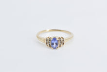 Load image into Gallery viewer, 10K Oval Tanzanite Diamond Classic Statement Ring Yellow Gold