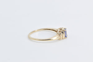10K Oval Tanzanite Diamond Classic Statement Ring Yellow Gold