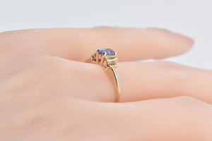 10K Oval Tanzanite Diamond Classic Statement Ring Yellow Gold