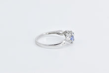 Load image into Gallery viewer, 10K Oval Tanzanite Diamond Three Stone Fashion Ring White Gold