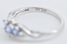 Load image into Gallery viewer, 10K Oval Tanzanite Diamond Three Stone Fashion Ring White Gold