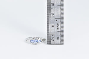 10K Oval Tanzanite Diamond Three Stone Fashion Ring White Gold