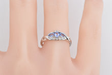 Load image into Gallery viewer, 10K Oval Tanzanite Diamond Three Stone Fashion Ring White Gold