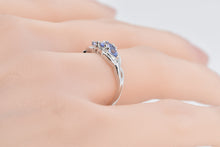Load image into Gallery viewer, 10K Oval Tanzanite Diamond Three Stone Fashion Ring White Gold