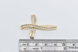 10K Classic Diamond Wavy Vintage Cross Christian Pendant Yellow Gold