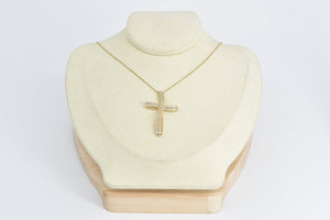 10K Classic Diamond Wavy Vintage Cross Christian Pendant Yellow Gold