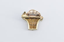 Load image into Gallery viewer, 18K Vintage Diamond Gemstone Flower Basket Bouquet Pin/Brooch Yellow Gold