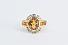 Load image into Gallery viewer, 14K Oval Citrine Diamond Halo Statement Ring Yellow Gold