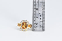 Load image into Gallery viewer, 14K Oval Citrine Diamond Halo Statement Ring Yellow Gold