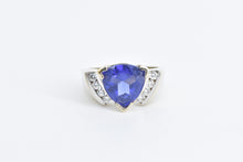 Load image into Gallery viewer, 14K 7.40 Ctw Trillion Tanzanite Diamond Statement Ring White Gold