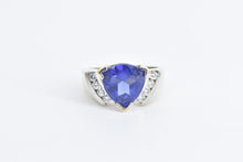Load image into Gallery viewer, 14K 7.40 Ctw Trillion Tanzanite Diamond Statement Ring White Gold