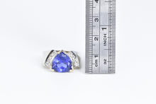 Load image into Gallery viewer, 14K 7.40 Ctw Trillion Tanzanite Diamond Statement Ring White Gold