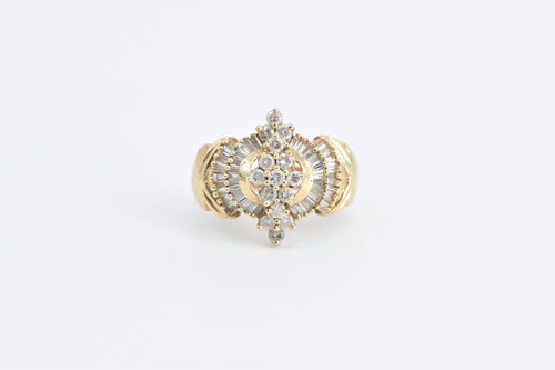 14K 1.00 Ctw Diamond Cluster Vintage Statement Ring Yellow Gold