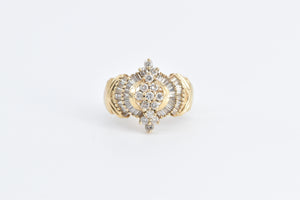 14K 1.00 Ctw Diamond Cluster Vintage Statement Ring Yellow Gold