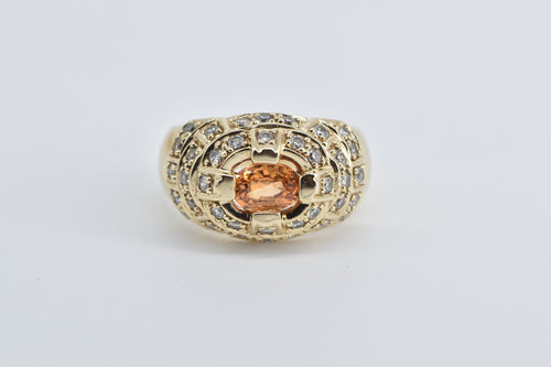 14K 1.50 Ctw Oval Citrine Diamond Encrusted Ring Yellow Gold