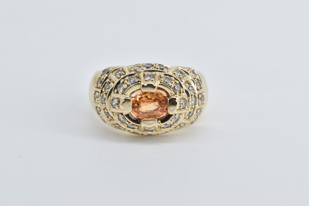 14K 1.50 Ctw Oval Citrine Diamond Encrusted Ring Yellow Gold